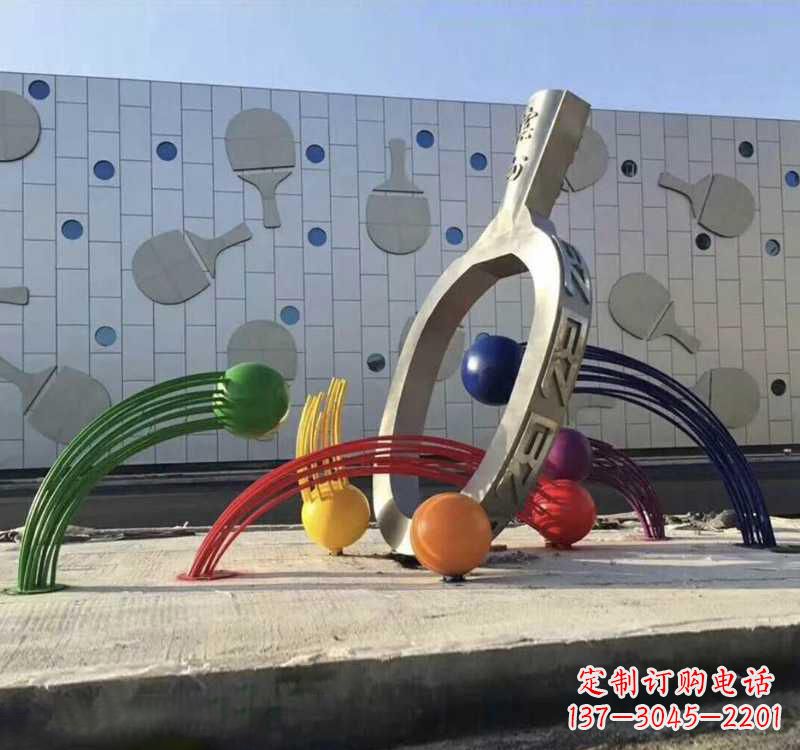 无锡不锈钢乒乓球拍雕塑