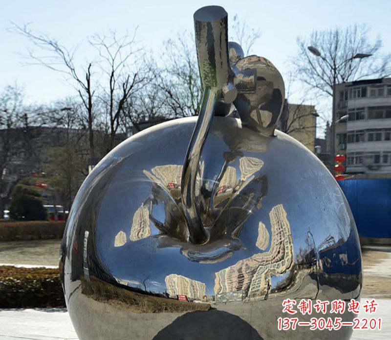 无锡不锈钢苹果镜面雕塑精美绝伦