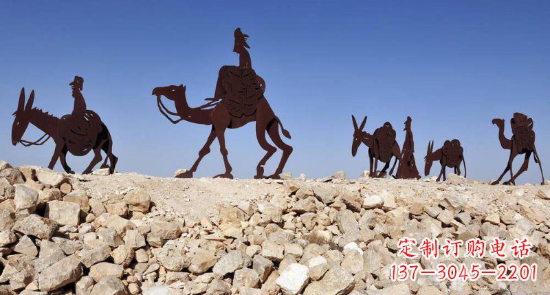 无锡不锈钢骑骆驼剪影公园雕塑