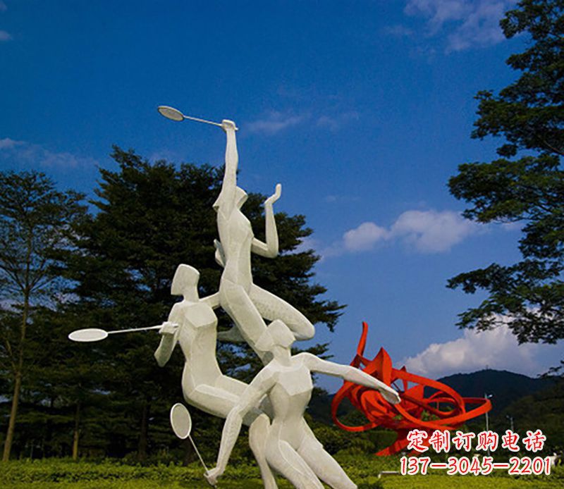 无锡不锈钢羽毛球雕塑精美线条展现体育热情
