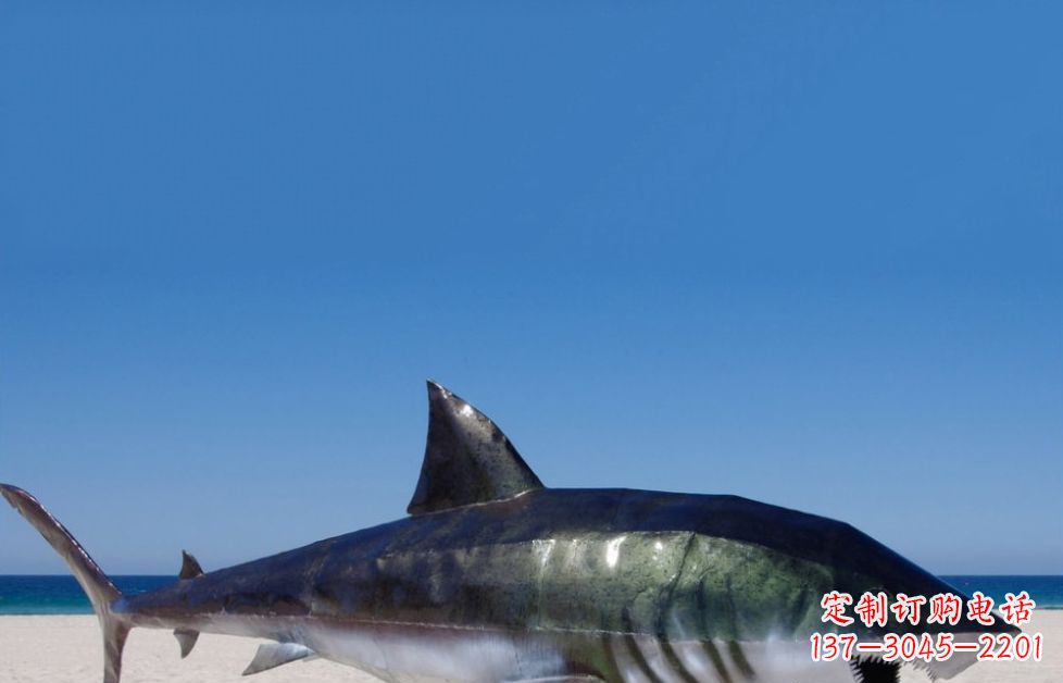 无锡不锈钢鲨鱼海边动物雕塑