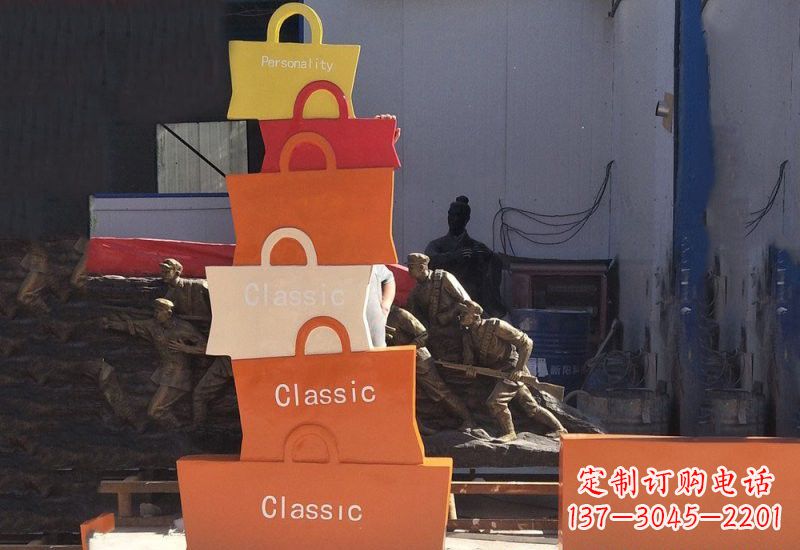 无锡不锈钢购物袋雕塑