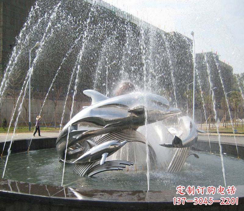无锡不锈钢商场大型景观鱼喷泉展现雕塑之美