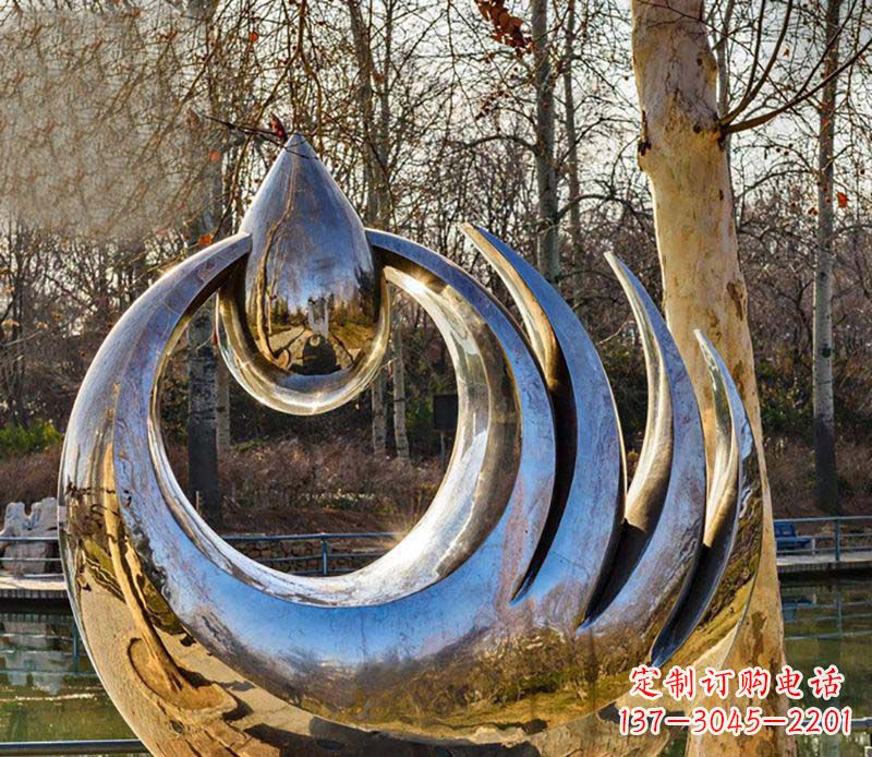 无锡不锈钢水滴园林雕塑