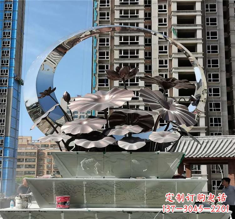 无锡不锈钢荷花雕塑把宁静的自然融入城市