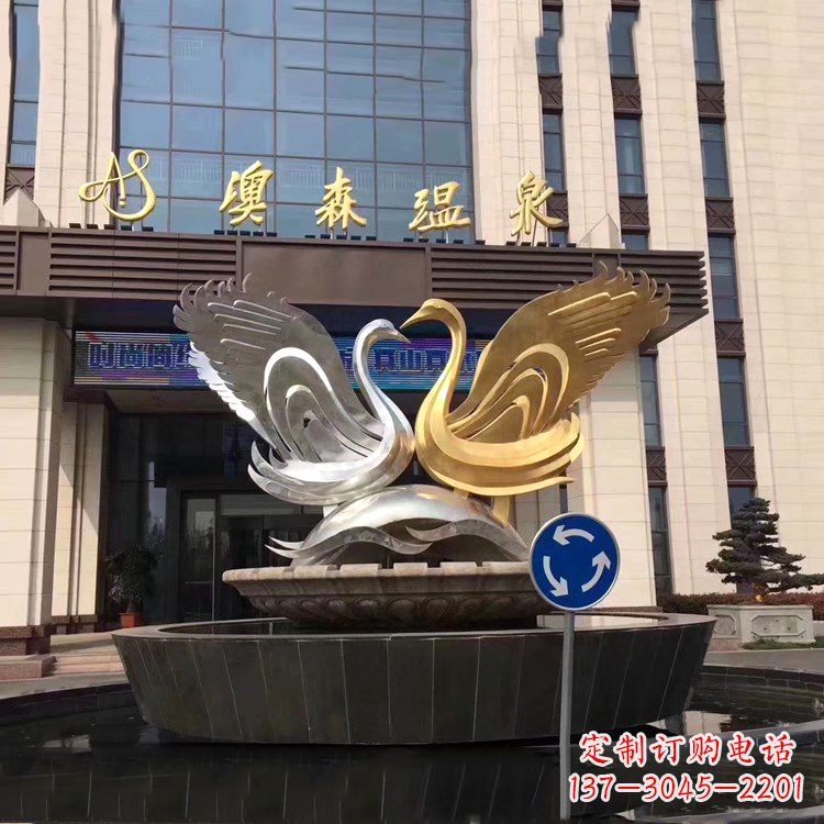 无锡高贵而优雅不锈钢天鹅雕塑