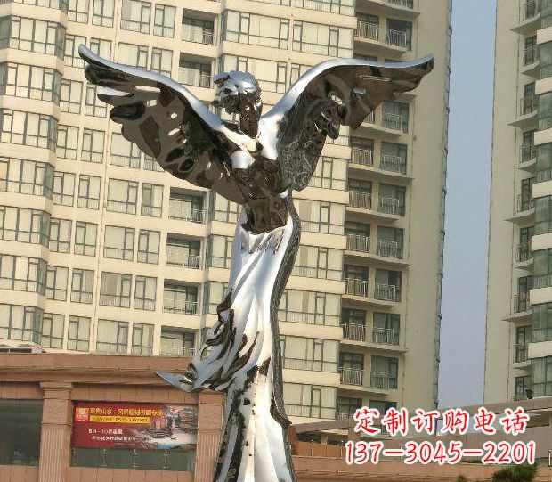 无锡不锈钢天使雕塑传递温暖的祝福