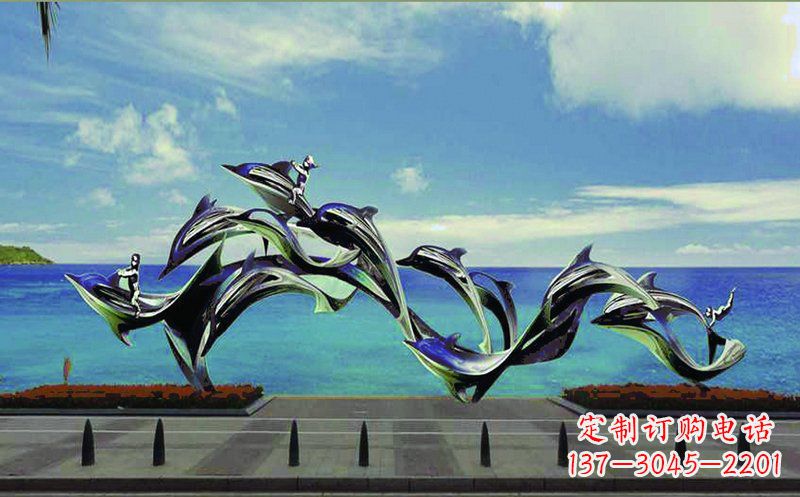 无锡不锈钢跳跃的海豚广场景观雕塑