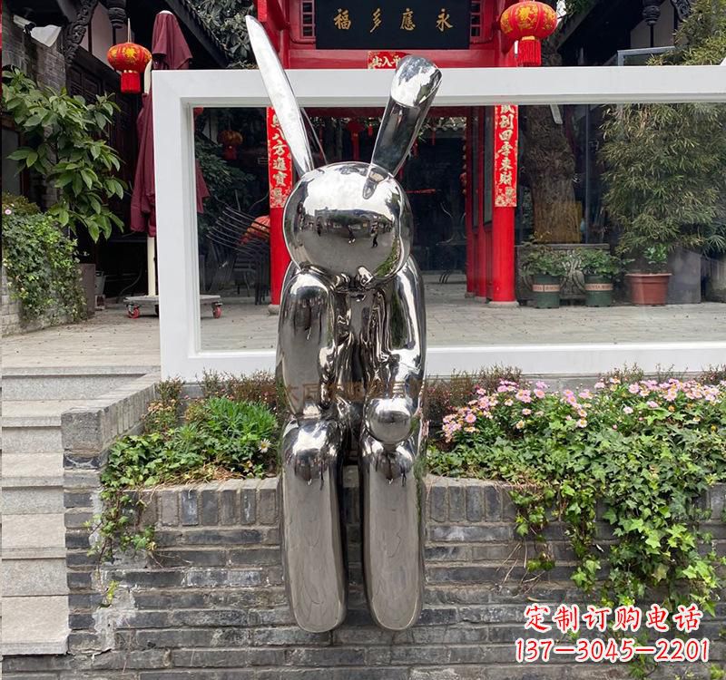 无锡不锈钢兔子雕塑精美的艺术作品
