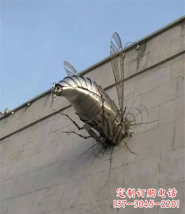 无锡不锈钢无头苍蝇动物雕塑