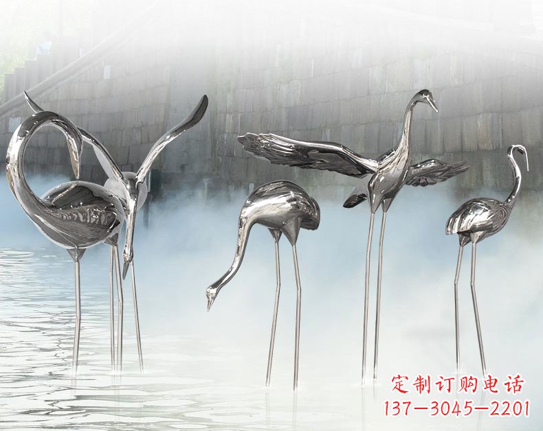 无锡不锈钢仙鹤飞鸟雕塑