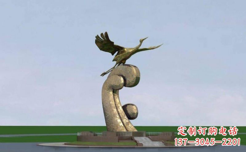 无锡不锈钢仙鹤雕塑象征着美丽和宁静