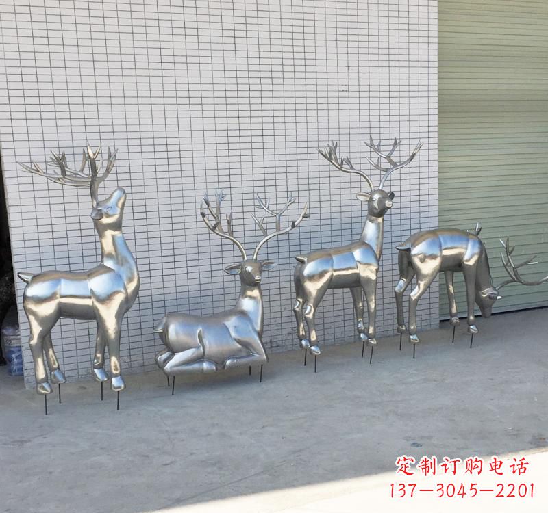 无锡不锈钢现代动物梅花鹿雕塑