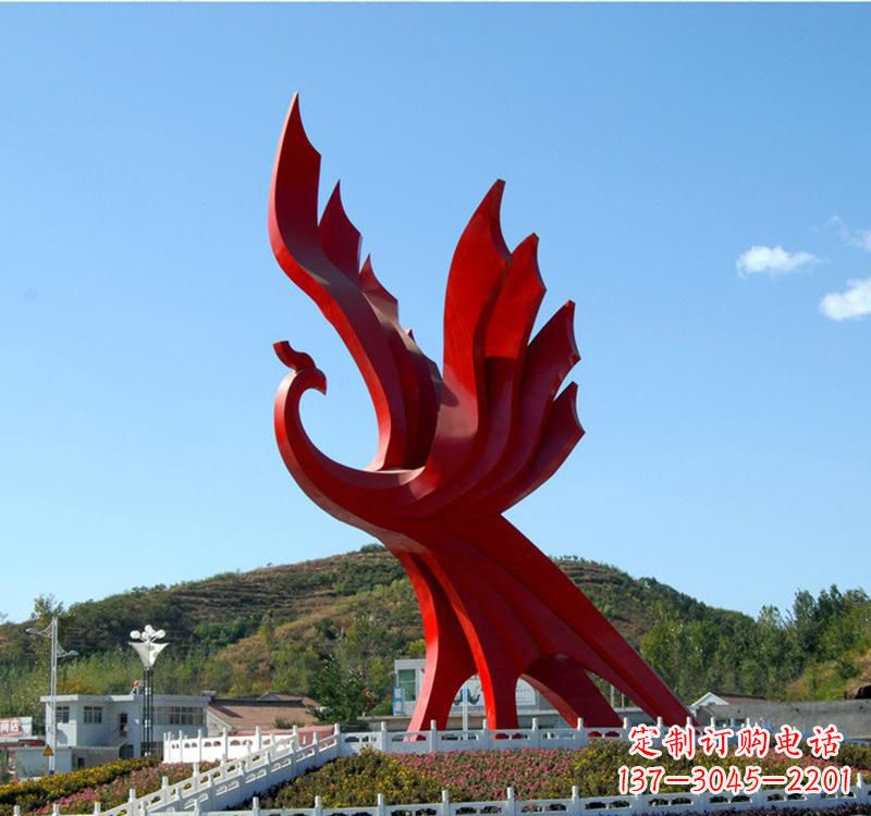 无锡不锈钢现代凤凰雕塑——给都市带来灵动之美