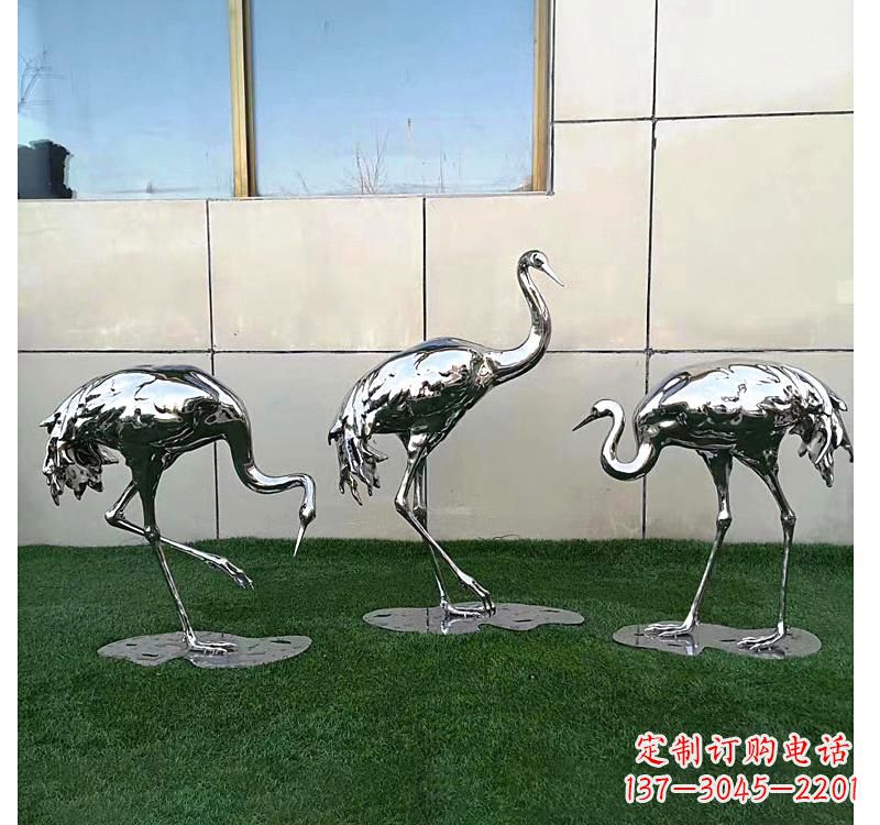 无锡不锈钢现代镜面仙鹤雕塑