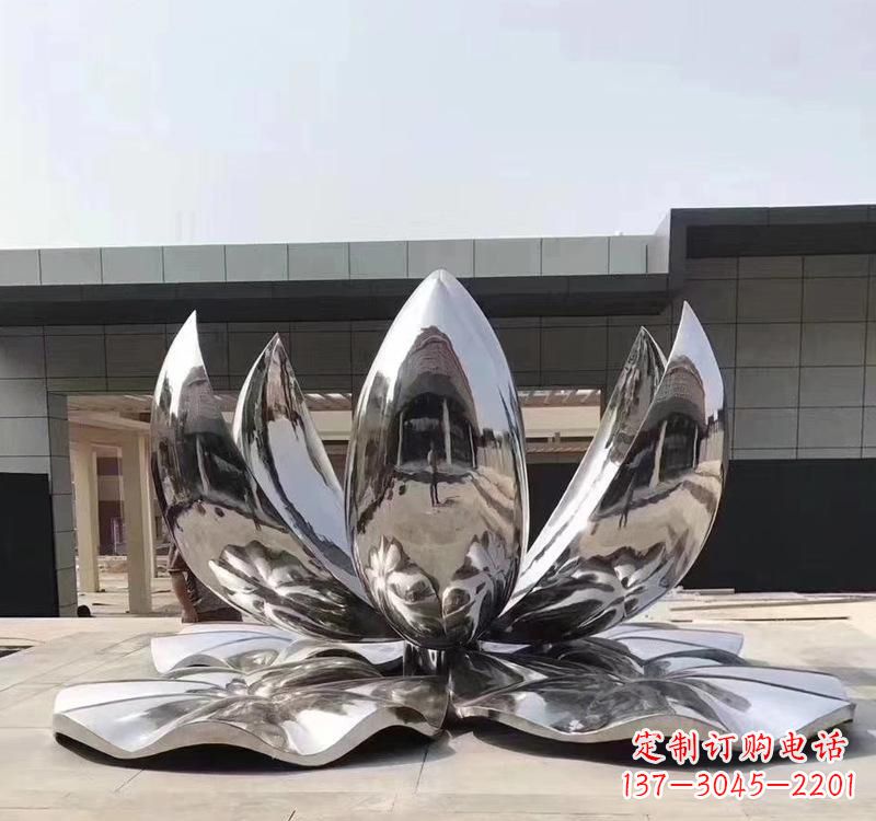 无锡不锈钢现代镜面荷花雕塑精美绝伦