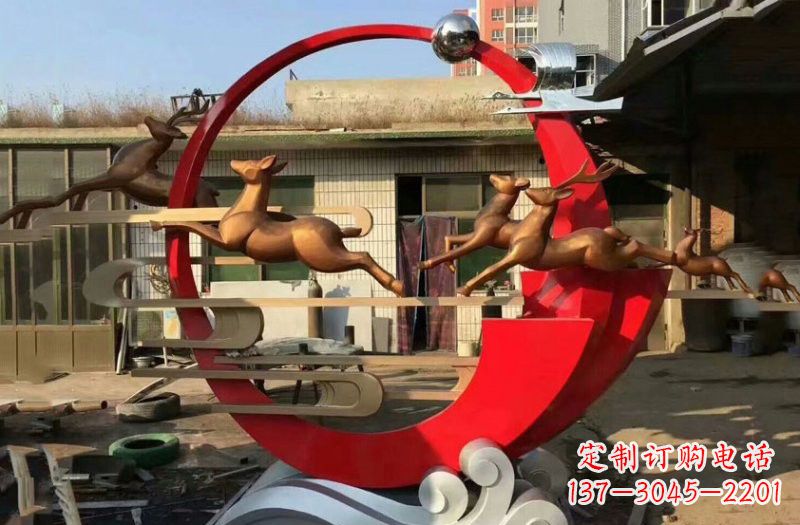 无锡不锈钢制作的梅花鹿雕塑