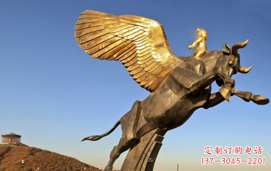 无锡不锈钢小孩骑牛景观雕塑