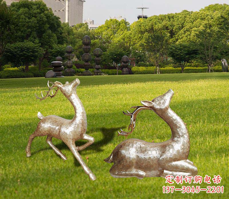 无锡不锈钢小区抽象麋鹿雕塑