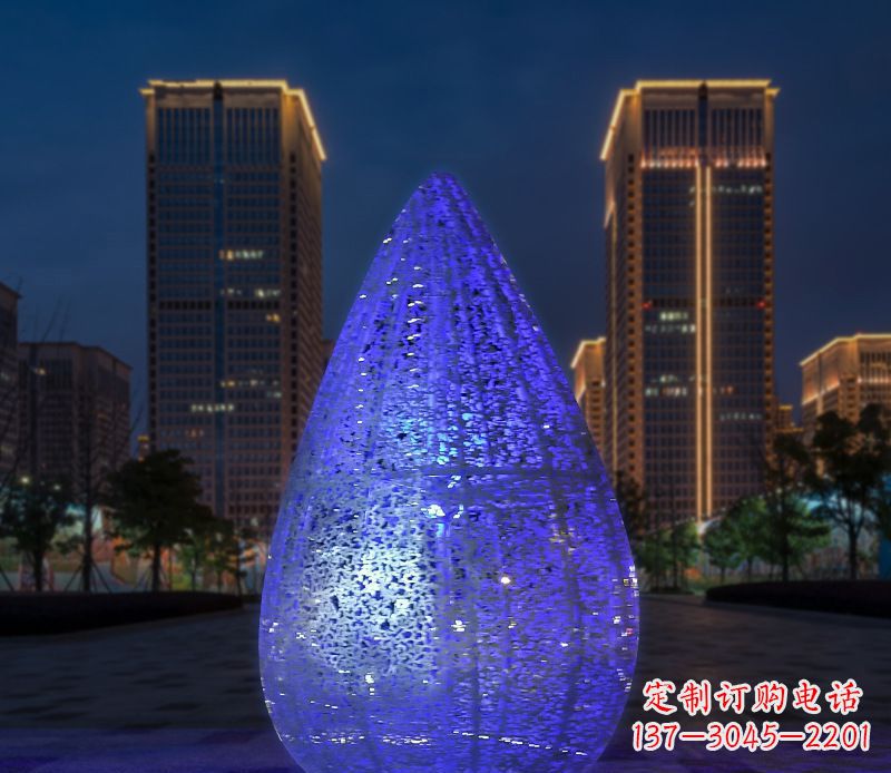 无锡不锈钢小区照明美轮美奂的水滴雕塑