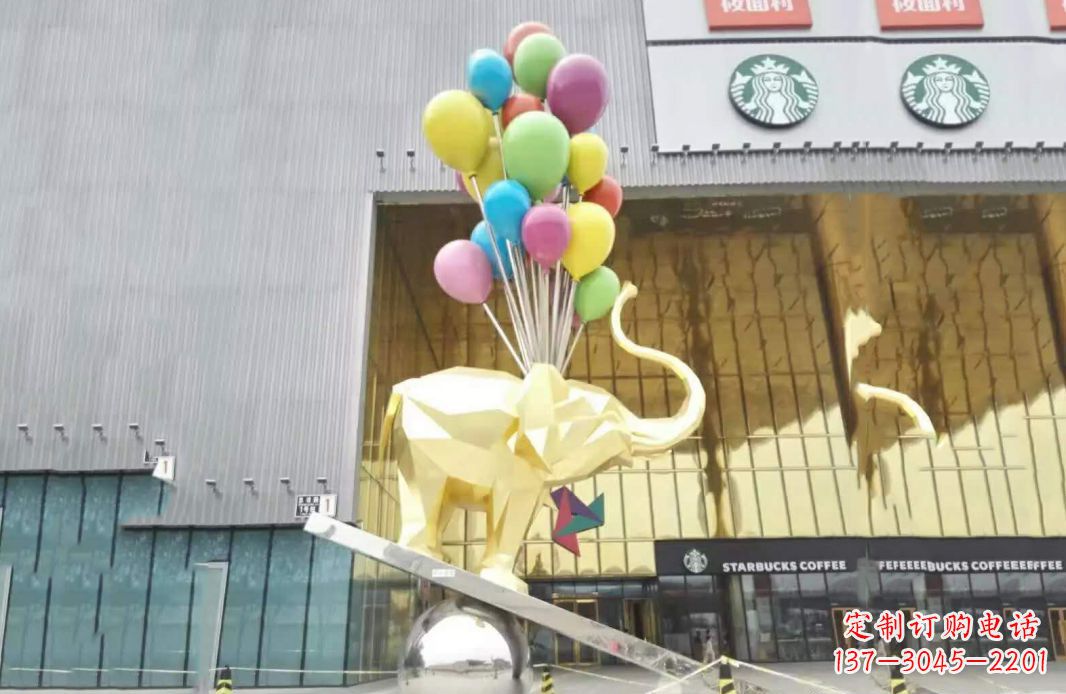 无锡不锈钢小象踩球景观雕塑