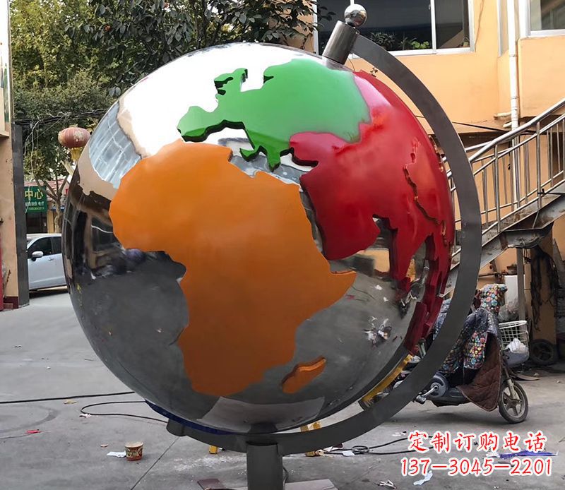 无锡不锈钢校园地球仪雕塑 (2)