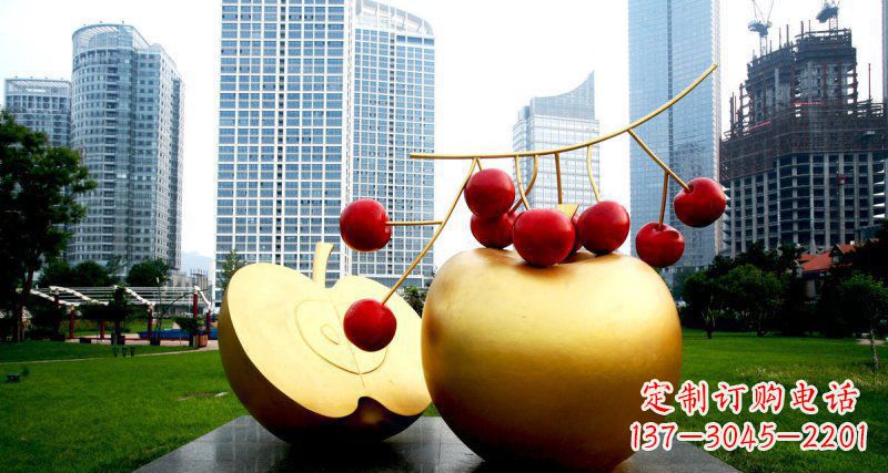 无锡不锈钢苹果雕塑,添彩公园景观