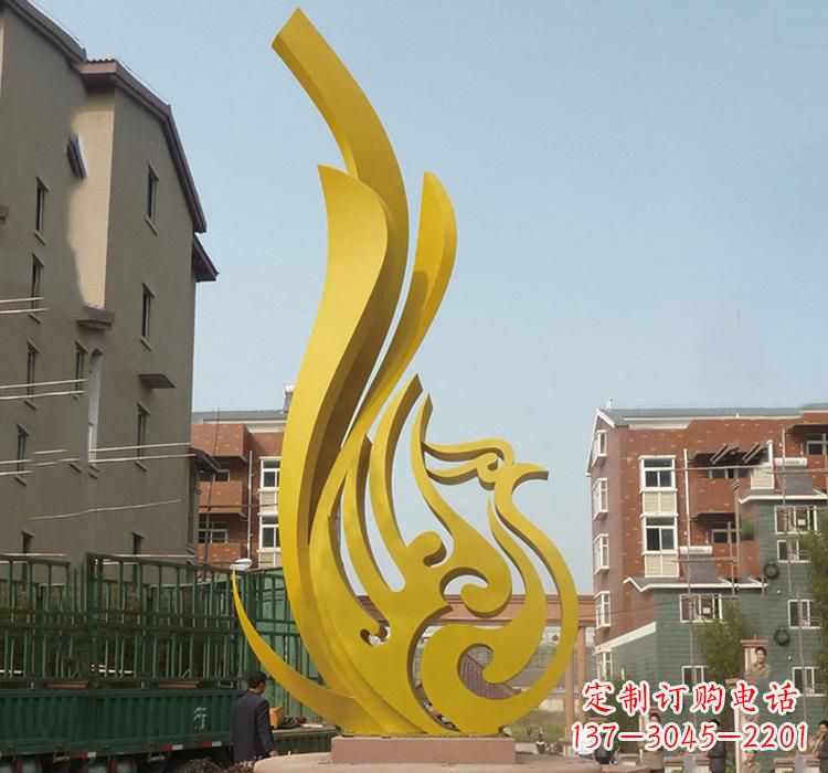 无锡静谧的凤凰不锈钢园林雕塑