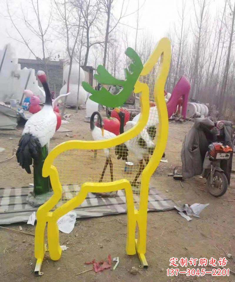 无锡不锈钢园林造型景观小鹿雕塑