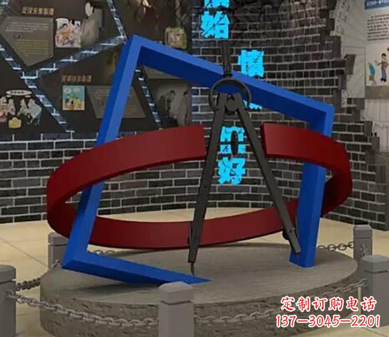 无锡不锈钢圆规雕塑实现景观美化的艺术之作