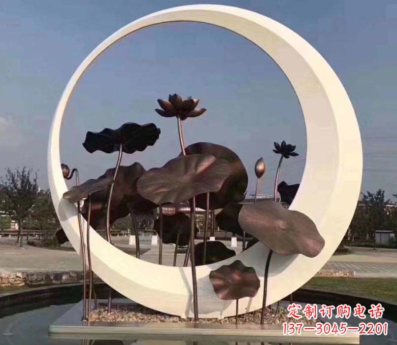 无锡环绕荷香不锈钢圆环雕塑