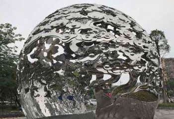 无锡不锈钢祥云镂空球拱门雕塑