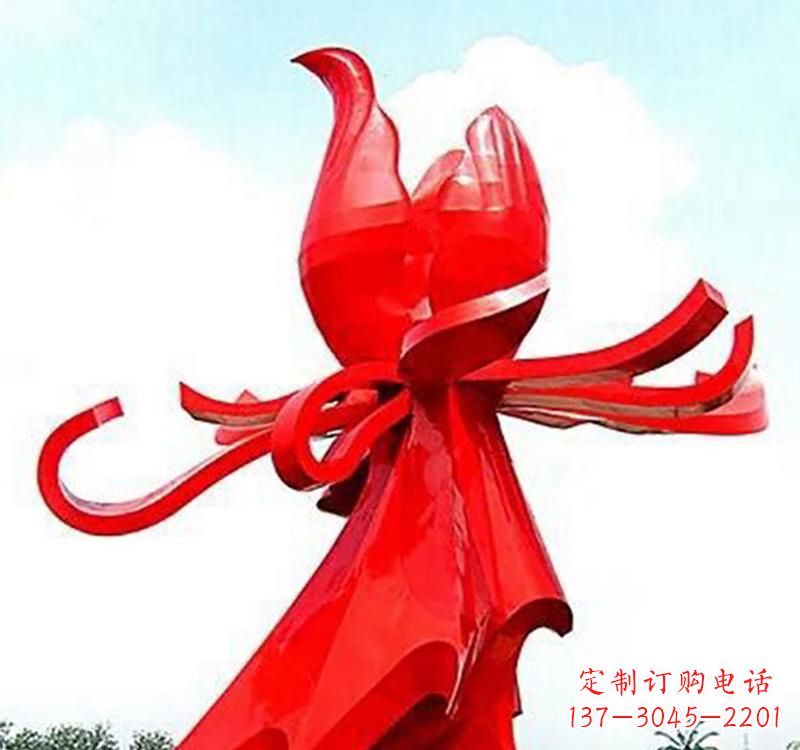 无锡不锈钢植物广场玫瑰花雕塑
