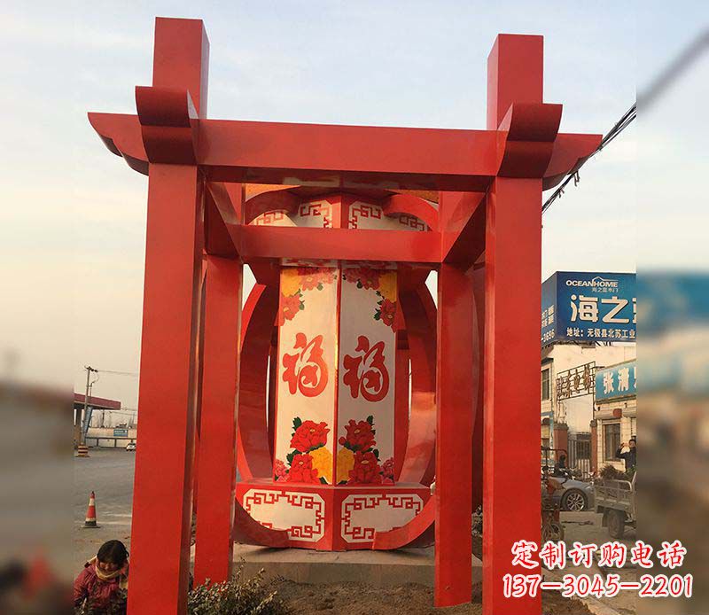 无锡不锈钢灯笼雕塑——点亮中国梦