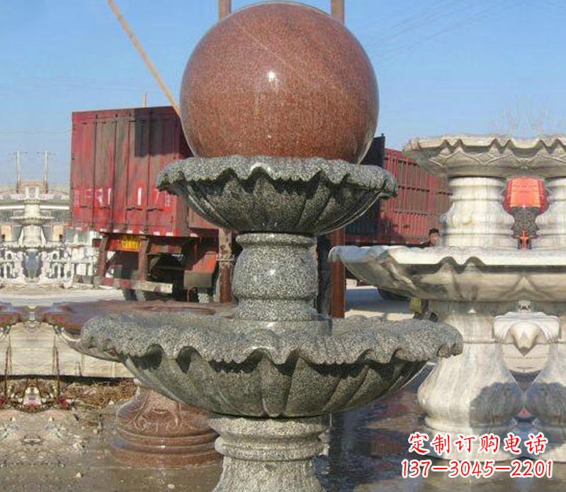 无锡财源滚滚石雕风水球喷泉雕塑 (5)