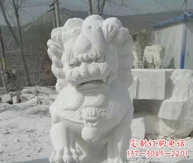 无锡狮子雕塑踩绣球石狮子寺庙的独特景观