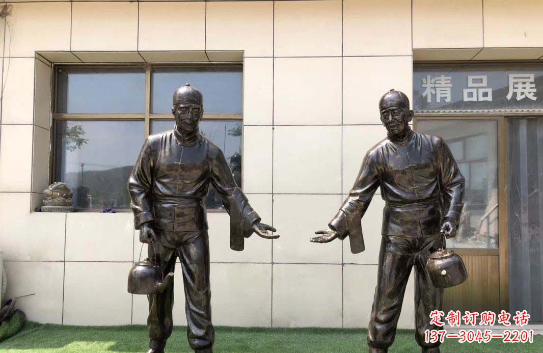 无锡茶馆民俗店小二铜雕