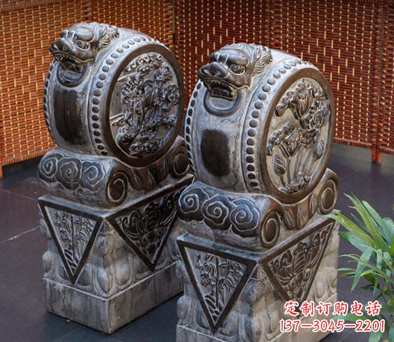 无锡仿古石门墩雕塑,提升茶楼景观