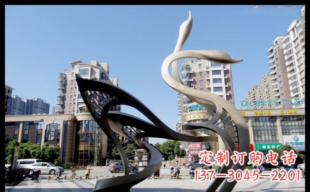 无锡城市凝聚的美丽不锈钢天鹅雕塑