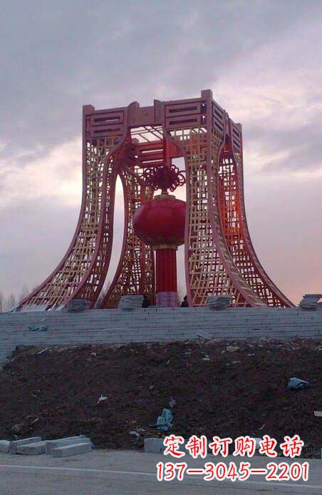 无锡城市不锈钢发光的灯笼雕塑
