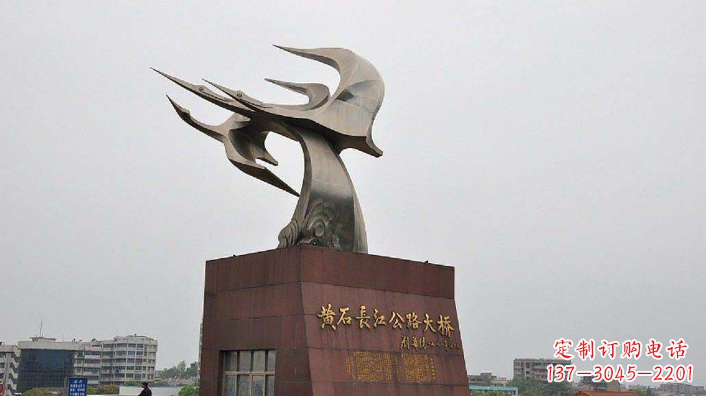 无锡城市不锈钢海鸥和海浪雕塑