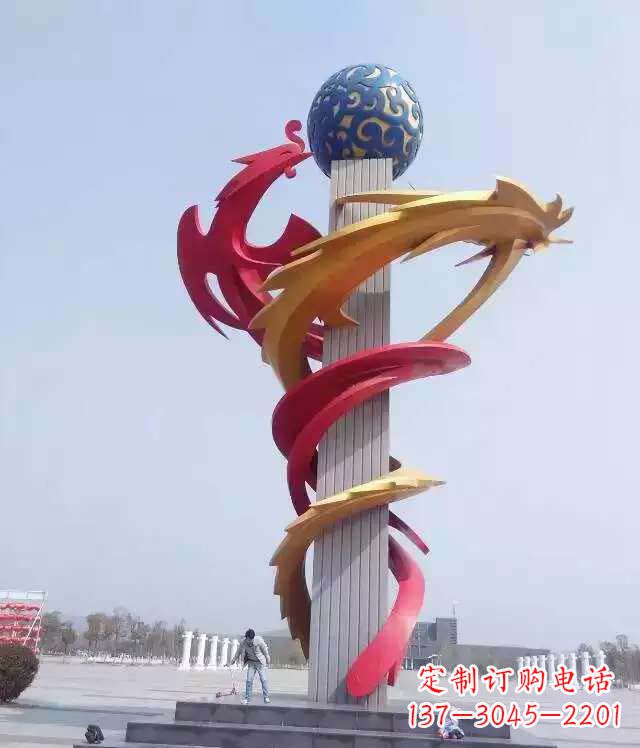无锡青铜龙柱景观雕塑城市的精神象征