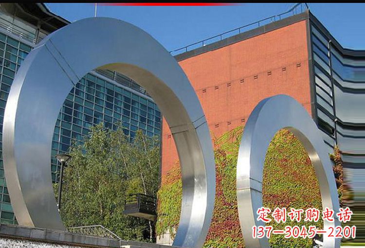 无锡城市不锈钢圆环摆件雕塑