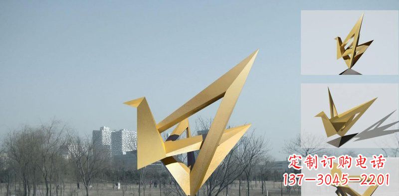 无锡城市不锈钢折纸丹顶鹤雕塑