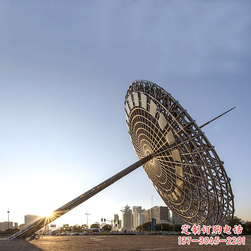 无锡引领城市风采的大型不锈钢创意日晷雕塑