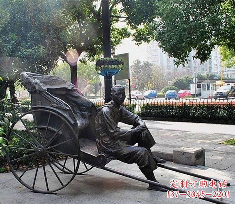 无锡城市接头黄包车夫铜雕——记录城市历史的缩影