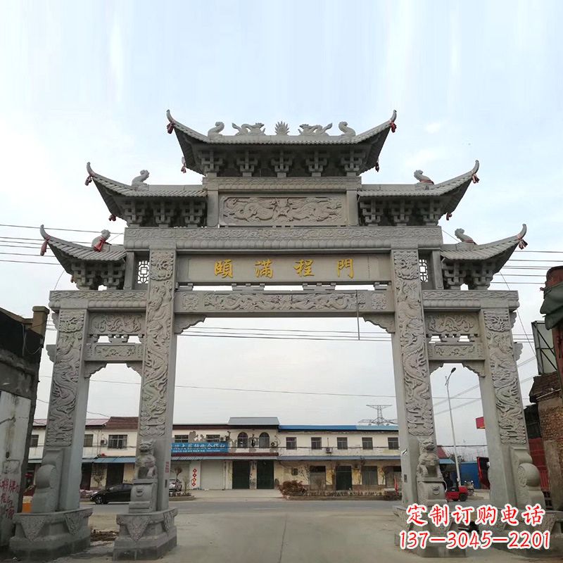 无锡以城市街道为主题的仿古石雕牌楼