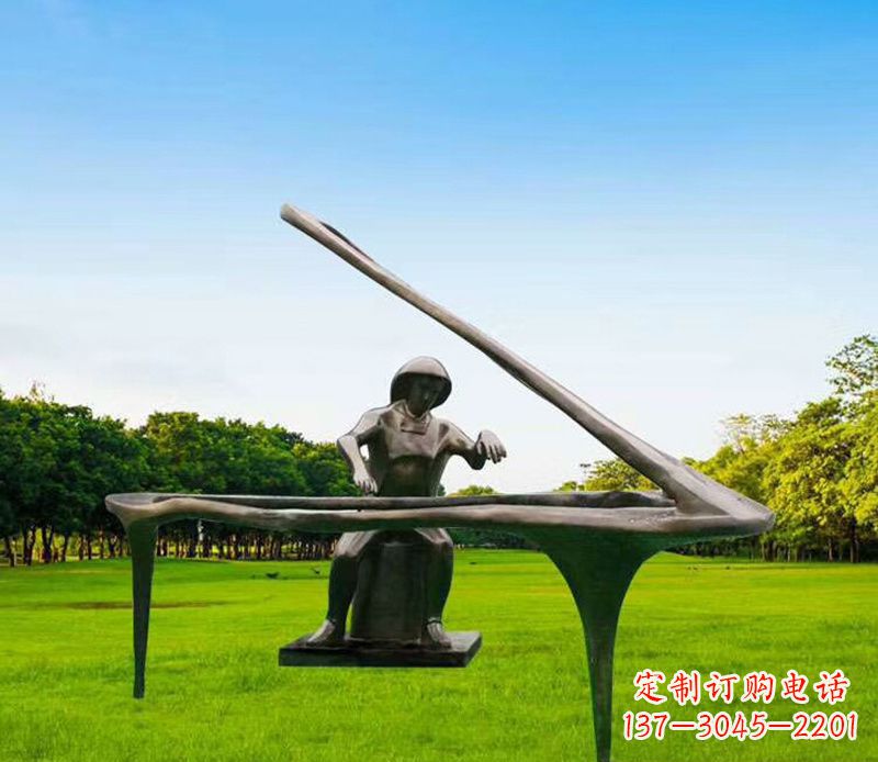 无锡抽象弹钢琴的人物铜雕2
