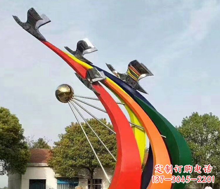 无锡抽象和平鸽和太阳校园不锈钢雕塑