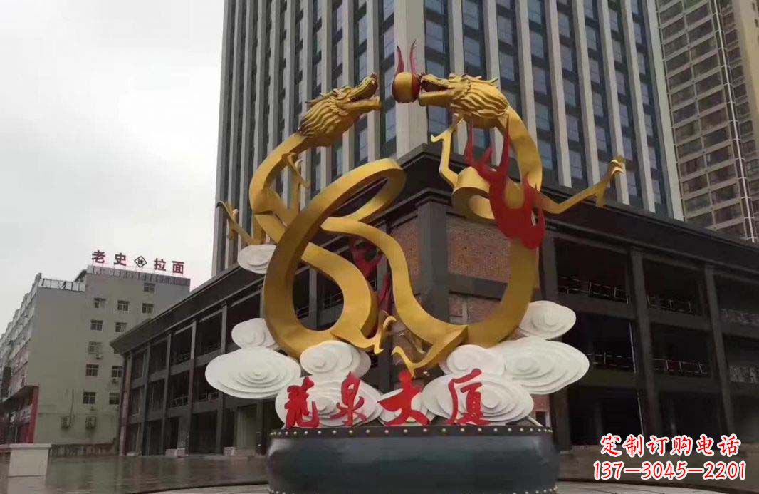无锡精美的双龙戏珠不锈钢雕塑